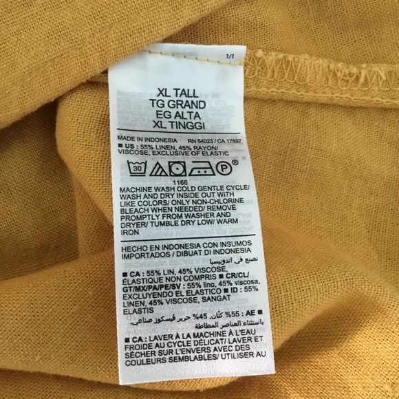 NWT Old Navy Linen Blend Mini Dress, Ruched back, Yellow, XL Tall - Picture 8 of 9